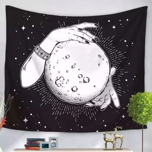Witch hands crystal ball fortune teller hanging tapestry